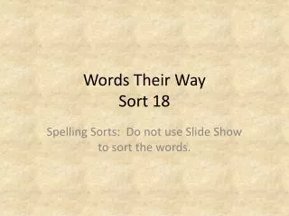 Words Their Way Sort 18