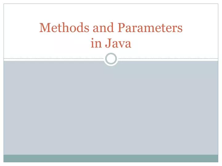 methods and parameters in java