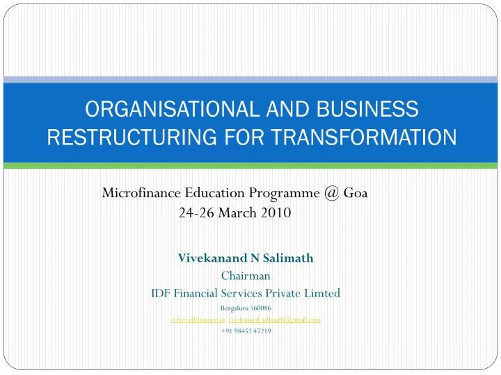 organisational and business restructuring for transformation