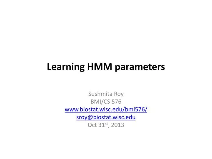 learning hmm parameters