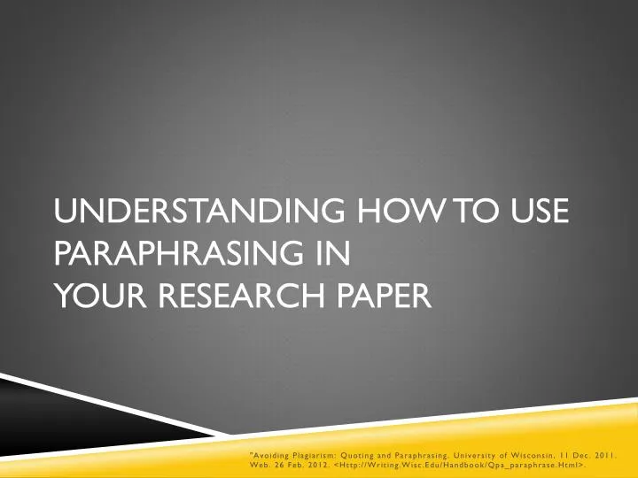 understanding how to use paraphrasing in your research paper