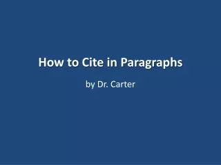 How to Cite in Paragraphs