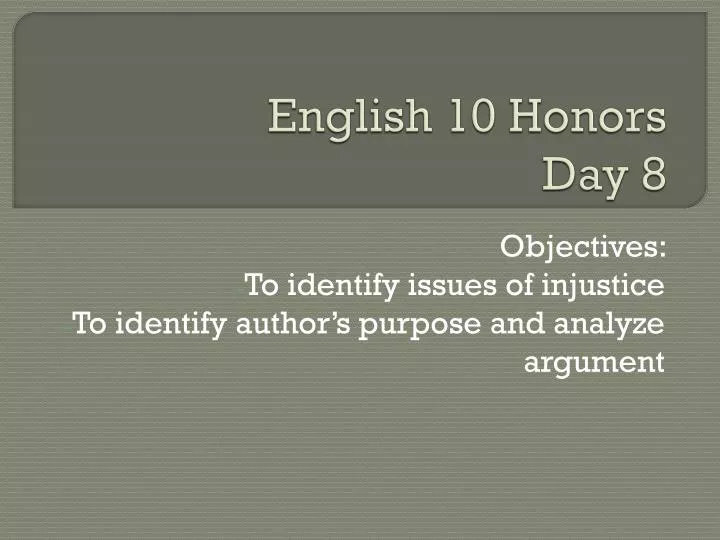 english 10 honors day 8