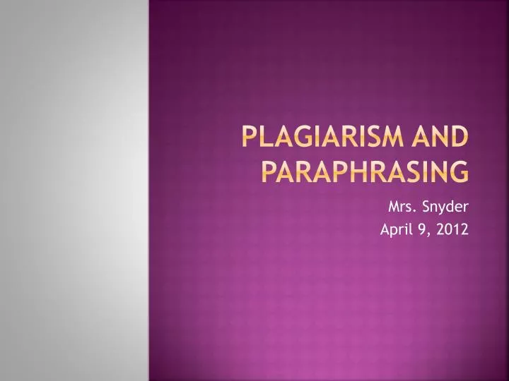 plagiarism and paraphrasing