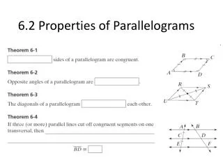 6 2 properties of parallelograms