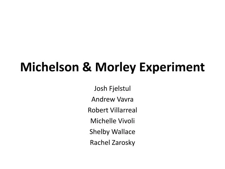 michelson morley experiment