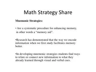 Math Strategy Share