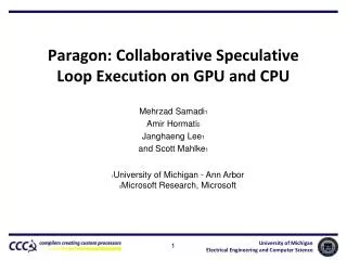 Paragon: Collaborative Speculative Loop Execution on GPU and CPU