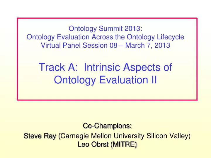 co champions steve ray carnegie mellon university silicon valley leo obrst mitre