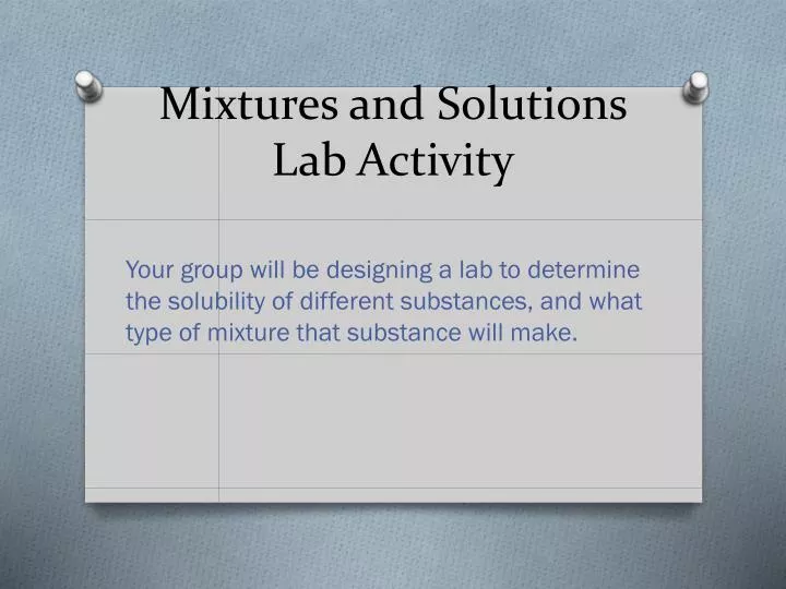 mixtures and solutions lab activity