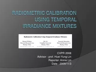 Radiometric calibration using temporal irradiance mixtures
