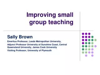 Improving small group teaching