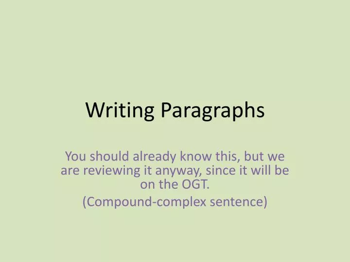 writing paragraphs