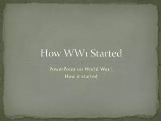 How WW1 Started