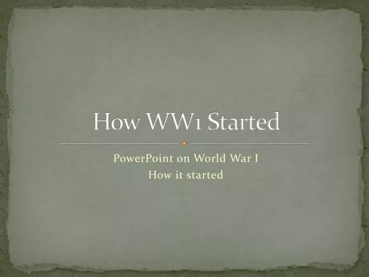 how ww1 started