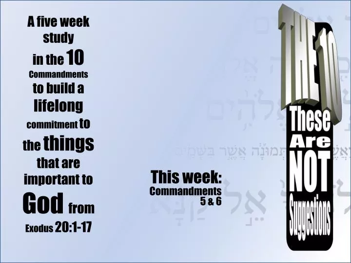 this week commandments 5 6