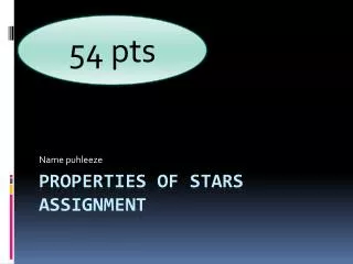 Properties of Stars Assignment