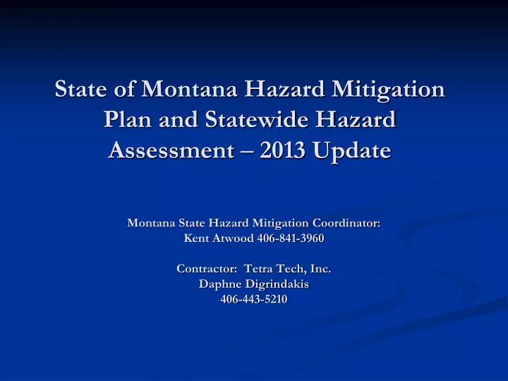 state of montana hazard mitigation plan and statewide hazard assessment 2013 update