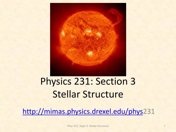 physics 231 section 3 stellar structure