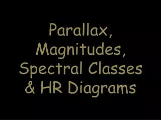 Parallax, Magnitudes, Spectral Classes &amp; HR Diagrams