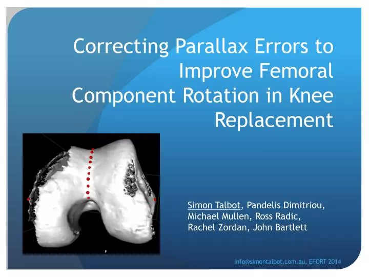 correcting parallax errors to improve femoral component rotation in knee replacement