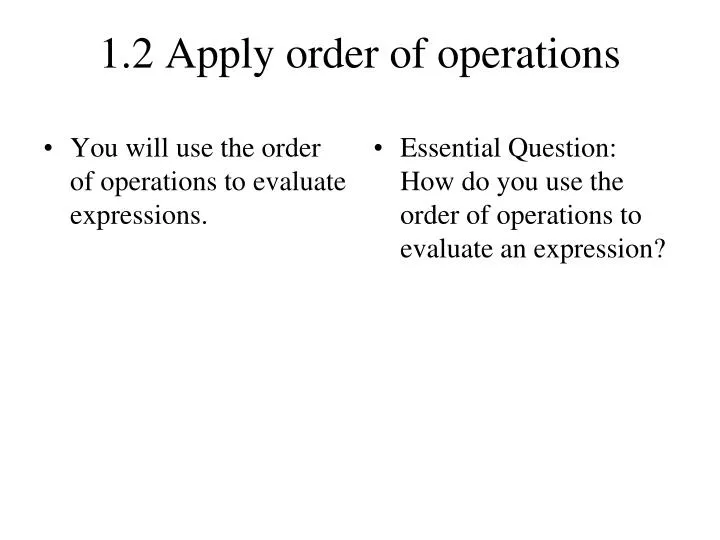 1 2 apply order of operations