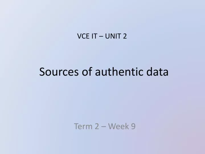 sources of authentic data