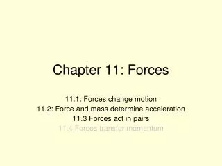 Chapter 11: Forces