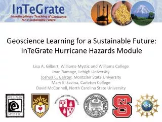 Geoscience Learning for a Sustainable Future: InTeGrate Hurricane Hazards Module