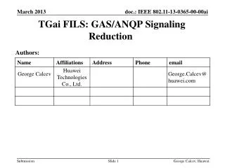 TGai FILS: GAS/ANQP Signaling Reduction