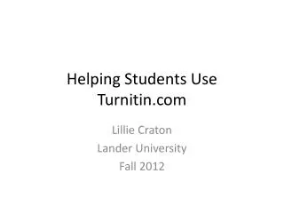 Helping Students Use Turnitin