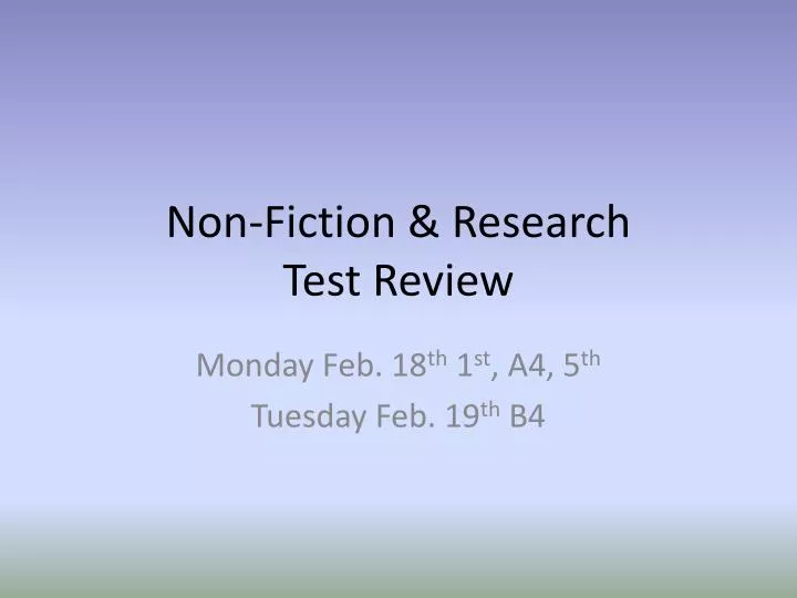 non fiction research test review