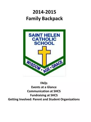 2014-2015 Family Backpack