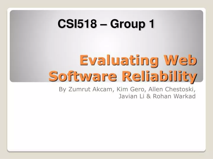 evaluating web software reliability