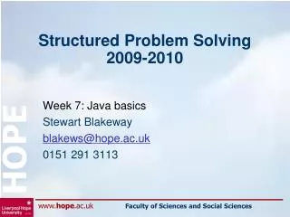 Structured Problem Solving 2009-2010