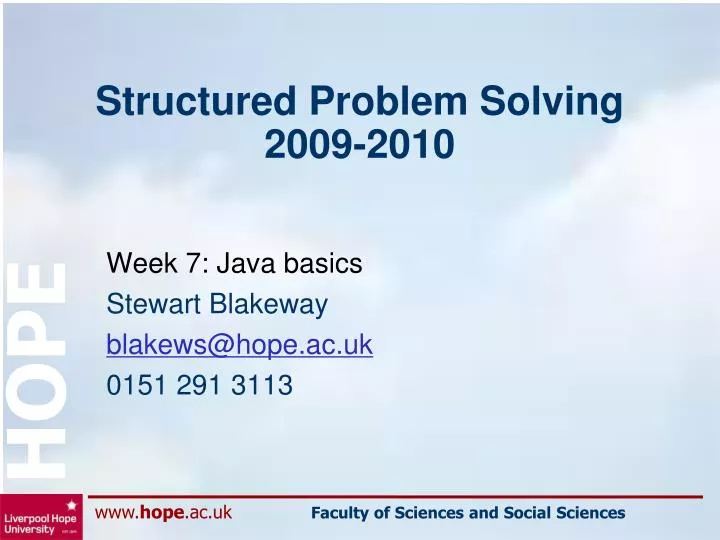 structured problem solving 2009 2010