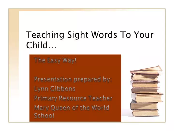 teaching sight words to your child