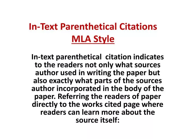 in text parenthetical citations mla style