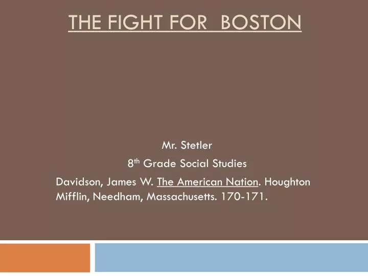 the fight f or boston