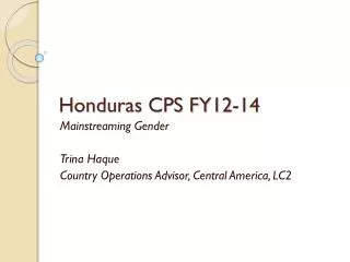 Honduras CPS FY12-14