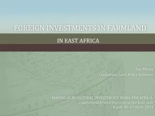 FOREIGN INVESTMENTS IN FARMLAND