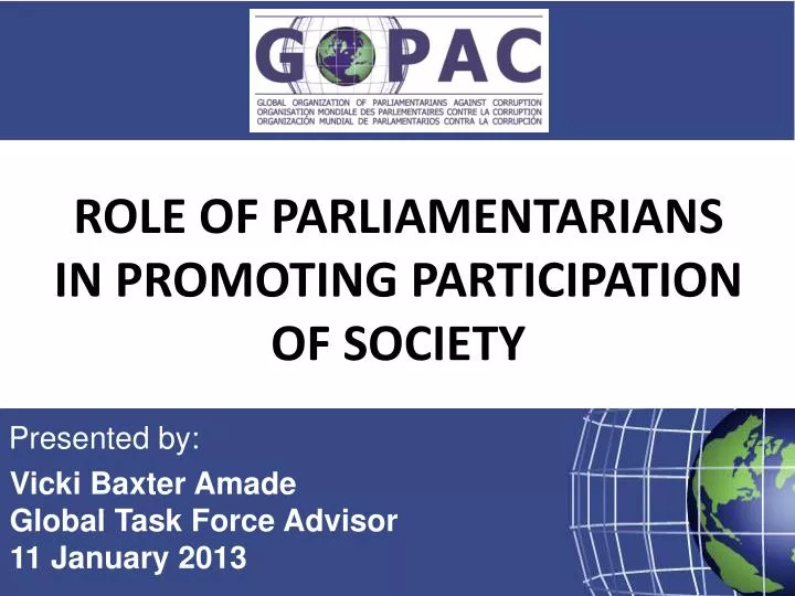role of parliamentarians in promoting participation of society