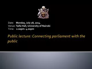 Public lecture: Connecting parliament with the public