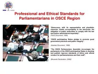 Professional and Ethical Standards for Parliamentarians in OSCE Region