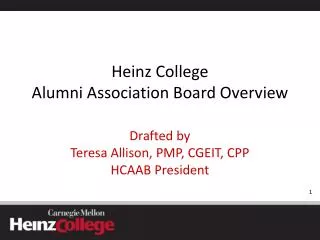 Heinz College Alumni Association Board Overview