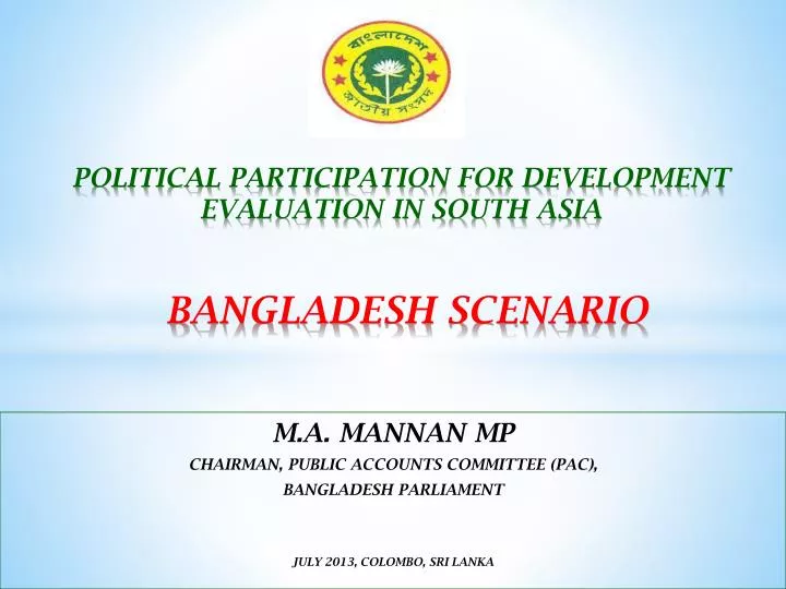 political participation for development evaluation in south asia bangladesh scenario