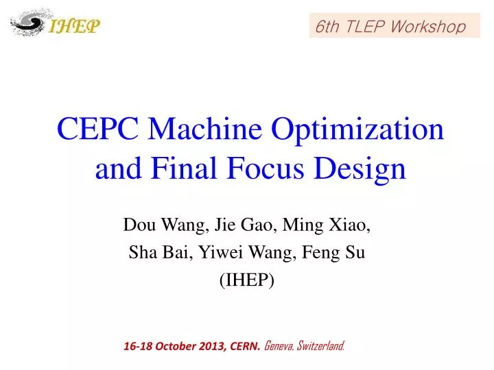 cepc machine optimization and final focus design