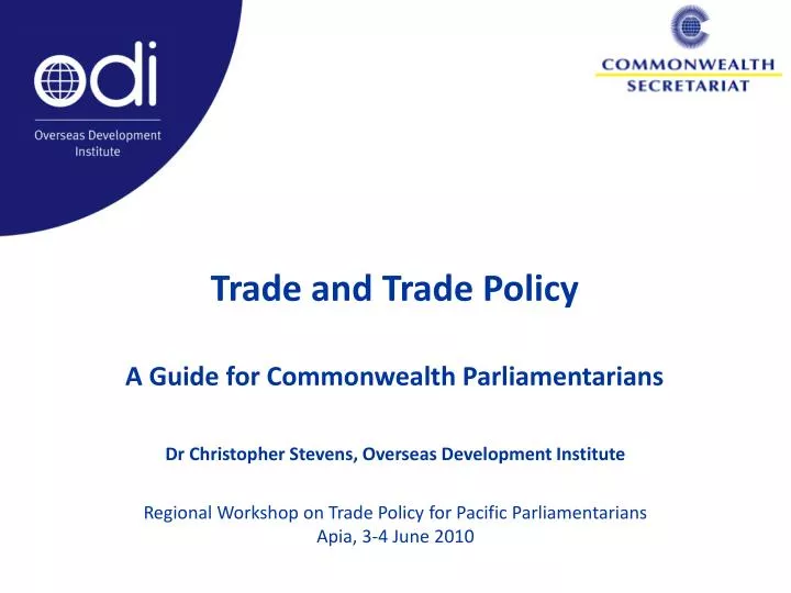 trade and trade policy a guide for commonwealth parliamentarians