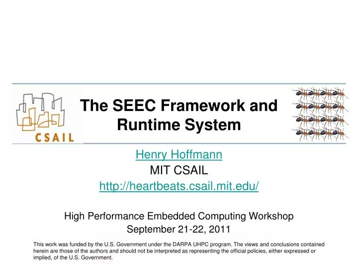 the seec framework and runtime system