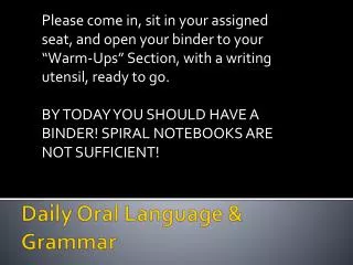 Daily Oral Language &amp; Grammar